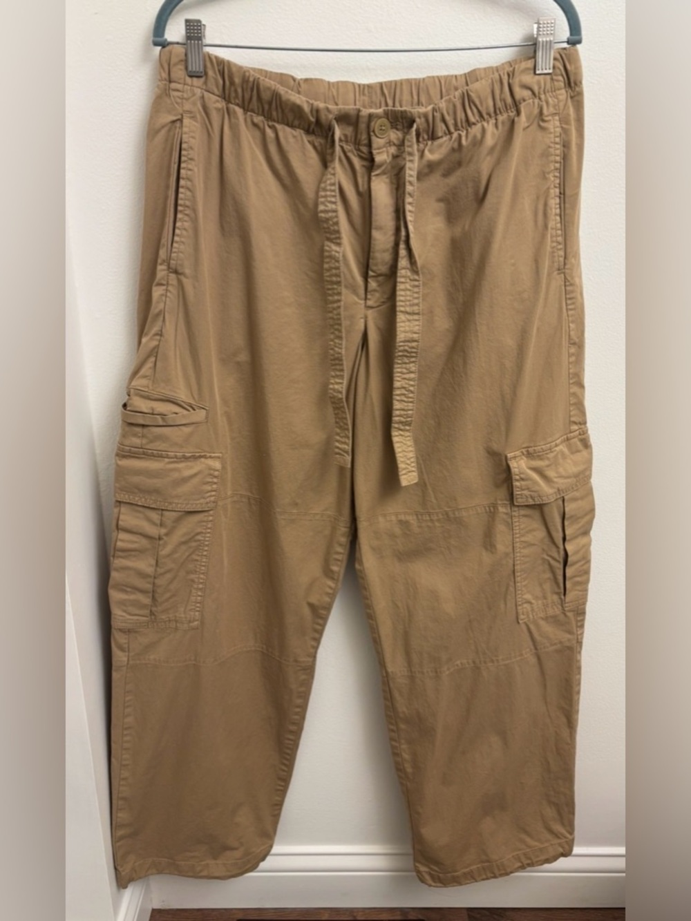 GAP Women’s Khaki Tan Baggy Cargo Pants large 2024 Toggle Hem Gorpcore